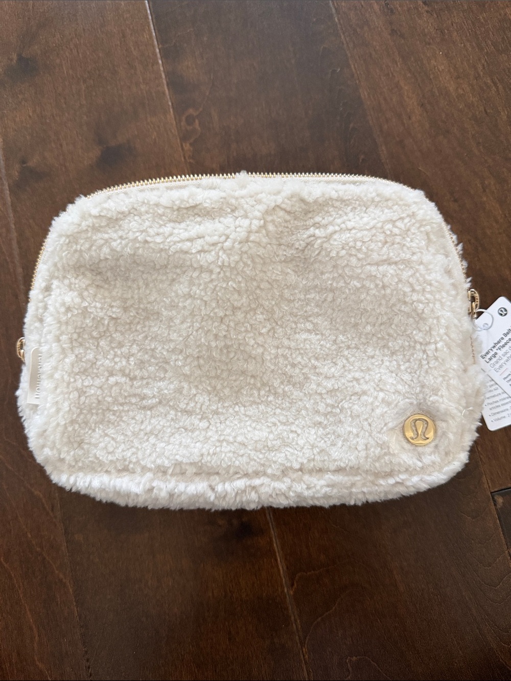 lululemon Cream Everywhere Belt Bag Large Sherpa Fleece with Gold Accent